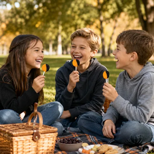 Vista 8 de Fruidles 20 paletas planas de Halloween Pops naranja y negro, ideales para rellenos de bolsas de golosinas de Halloween, regalar, 0.28 oz Pops