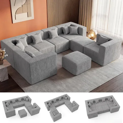 Vista 24 de MONVANE Sofá cama convertible de 55.5 pulgadas, sofá cama 2 en 1 sin hueso con bolsillo de almacenamiento, cómodo sofá de asiento profundo