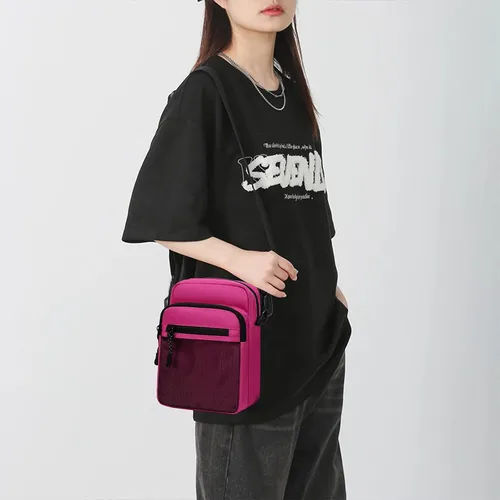 Vista 3 de Lohol Bolso bandolera pequeño para hombres y mujeres, resistente al agua, ajustable, bolso bandolera para viajes y deportes