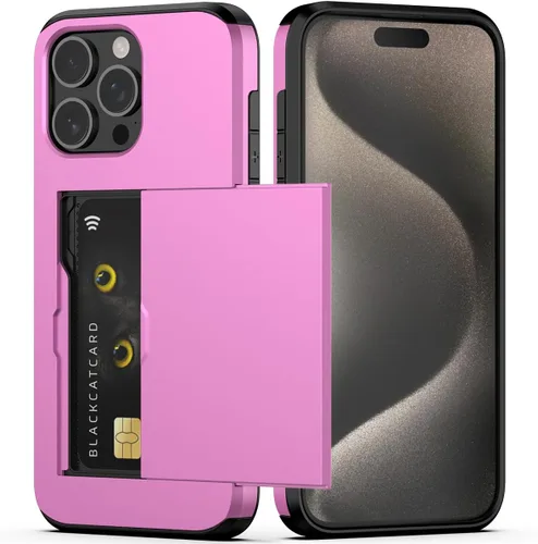 Vista 71 de Nvollnoe Compatible con iPhone 15 Funda con ranura para tarjetas, resistente, protectora de doble capa, a prueba de golpes, ranura oculta