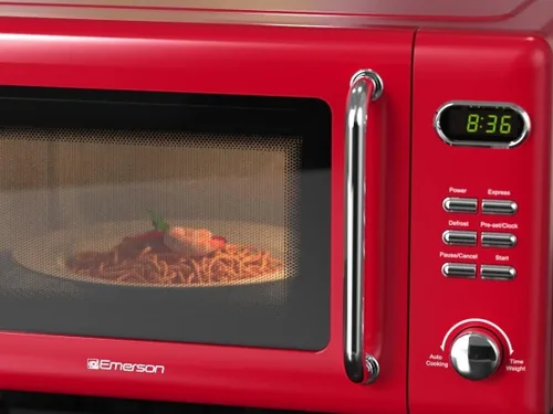 Vista 8 de Emerson MWR7020RD Horno Microondas Compacto Retro de Encimera con Control de Botones, Pantalla LED, 700W 5 Niveles de Potencia, 8 Menús Automáticos