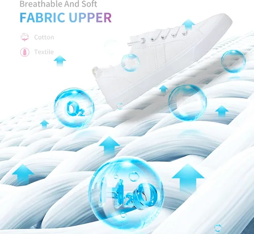 Vista 4 de Obtaom Play - Tenis de lona para mujer, color blanco deslavado y estampado de leopardo, sin cordones, a la moda