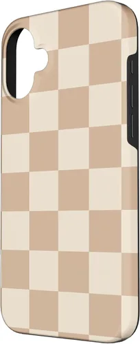 Vista 46 de Funda de tablero de ajedrez marrón beige claro para iPhone 14 Pro
