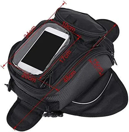 Vista 6 de Aramox Bolsa de tanque de motocicleta, bolsa magnética universal, bolsa de sillín de motocicleta con correa