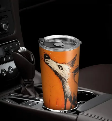 Vista 5 de Regalos de zorro de 20 onzas para los amantes de los zorros, regalos de café para los amantes del café, genial, divertido, lindo vaso de café
