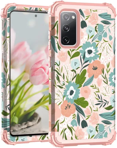 Vista 22 de Hocase Funda para Galaxy S20 FE 5G, Protección resistente a prueba de golpes, goma de silicona suave + parachoques de plástico duro, funda