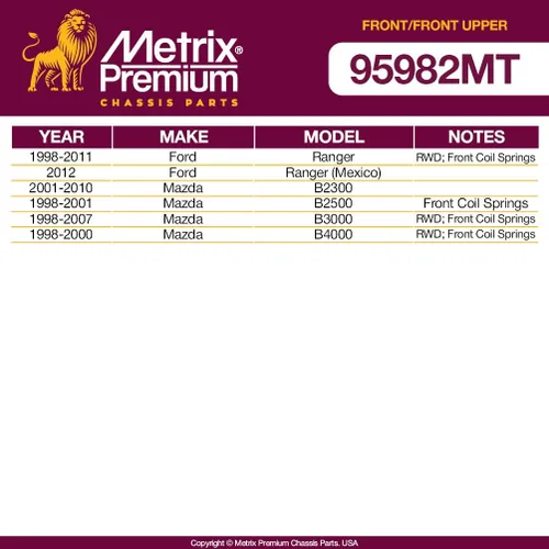 Vista 3 de Metrix Premium Chassis Parts - Juego de 4 piezas de articulación de rótula superior y barra estabilizadora delantera para Ford Ranger RWD 1998-2011