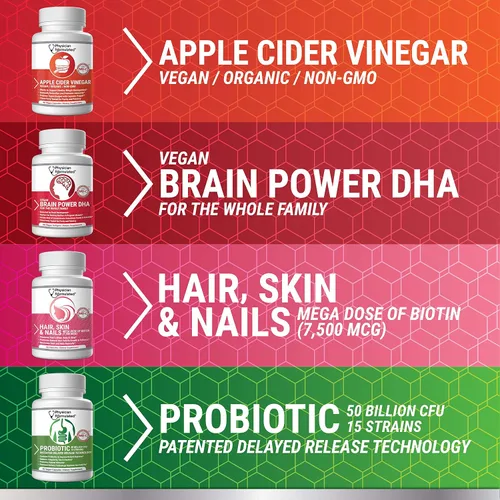 Vista 9 de Vitaminas para cabello, piel y uñas sanos creado por médicos para hombres y mujeres. 0.00026 oz. de biotina, aminoácidos, colágeno y ácido