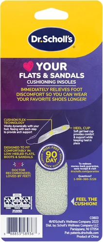 Vista 8 de Dr. Scholl's Love Your Flats & Sandals, plantillas de 3/4 de largo, comodidad para todo el día, alivia y previene el malestar por zapatos, absorbe
