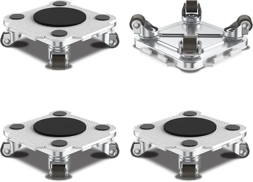 Vista 10 de ONEON Paquete de 4 unidades de plataformas para muebles con ruedas giratorias de 360° interconectables