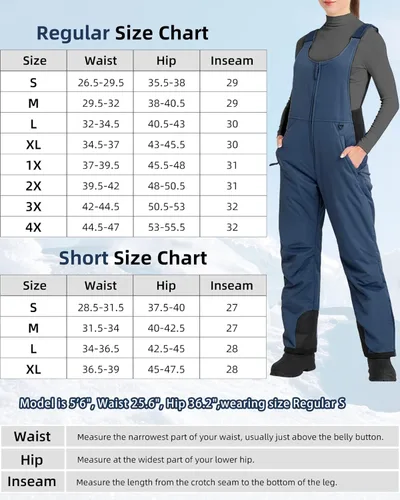 Vista 4 de Sportneer Pantalones de nieve para mujer, pantalones de esquí con aislamiento esencial para mujer, overol para esquí y snowboard