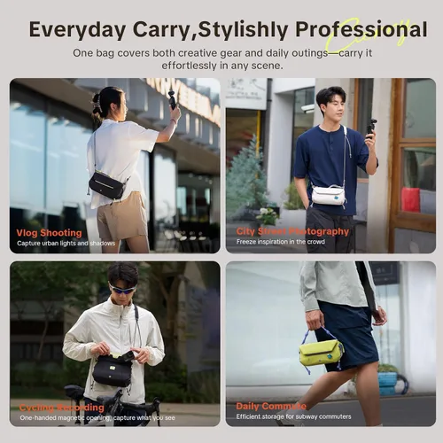 Vista 5 de PGYTECH OneGo Bolsa Bandolera de Bolsillo para DJI Osmo Pocket 3, funda de transporte diaria portátil a prueba de salpicaduras con correa