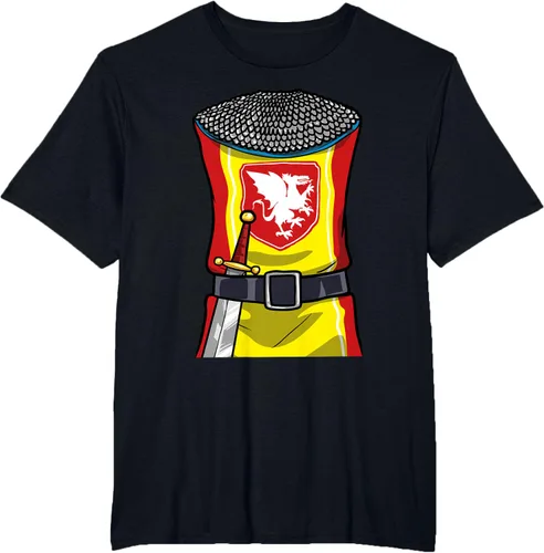 Vista 35 de Disfraz medieval de caballero de Halloween, camiseta para niños con espada de armadura, Negro, S