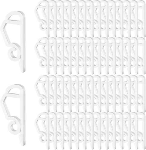 Vista 10 de Paquete de 100 clips para luces navideñas, clips para luces de Navidad para exteriores, gancho para canalones para decoración navideña de interiores