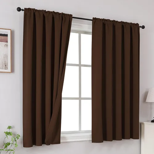 Vista 34 de CUCRAF Cortinas Opacas Beige de 45 Pulgadas, con Aislamiento Térmico Reductor de Ruido con Bolsillo para Barra, Cortinas de Ventana para Dormitorio