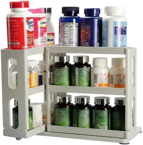 Vista 11 de Dutiplus Organizador de Medicinas 2 Estantes de Tres Niveles Gabinete Estante de Almacenamiento Organizador para Guardar Vitaminas, Suplementos