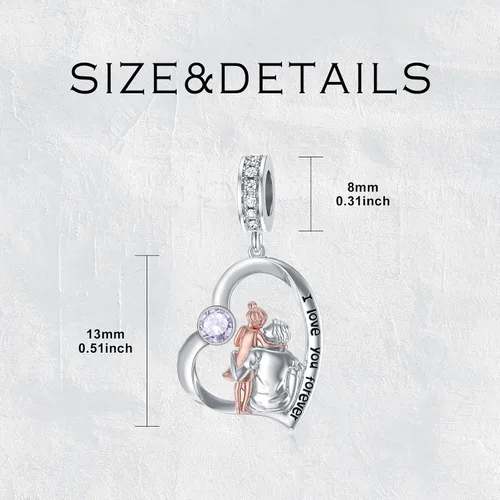 Vista 43 de PROESS Dije para padre, madre e hija, pulsera de plata de ley para pulseras, regalos de cumpleaños, día de San Valentín, para hija, madre, amante