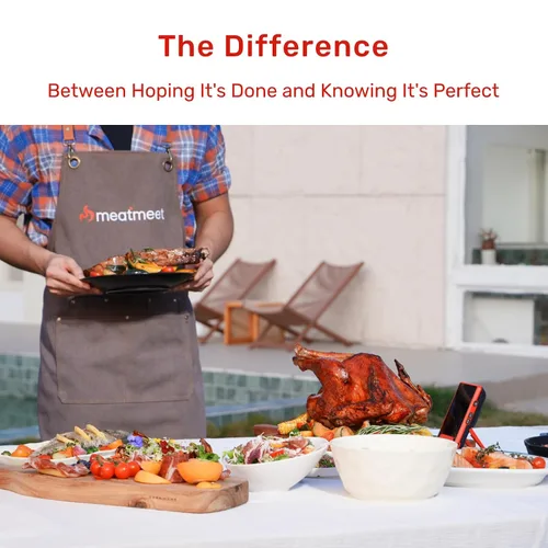 Vista 7 de Termómetro inalámbrico Meatmeet X Pro para carne con Wi-Fi dual y Bluetooth, termómetro digital para carne con 2 sondas y base de pantalla LED, 6