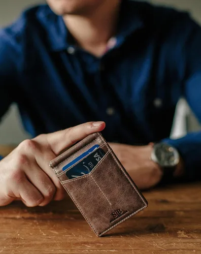 Vista 2 de SERMAN BRANDS RFID Blocking Wallet Slim Bifold - Genuine Leather Minimalist Front Pocket Wallets for Men with Money Clip Gift