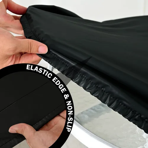 Vista 4 de vctops Mantel redondo de piel sintética 100% impermeable, a prueba de aceite, lavable, protector de mesa lavable al viento para picnic, campamento