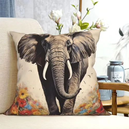 Vista 6 de Fundas de almohada decorativas con estampado de pintura de elefante, funda de cojín cuadrada suave, fundas de cojín para sofá, dormitorio, sala