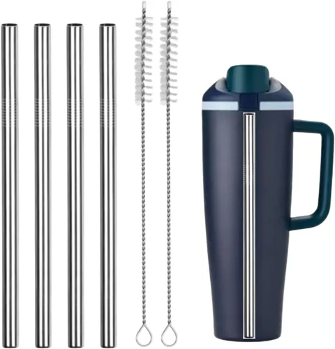 Vista 11 de Pajitas de repuesto de metal compatibles con vaso de acero inoxidable Owala Kids con aislamiento térmico de acero inoxidable de 12 oz/15 onzas