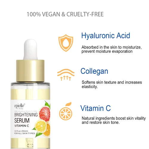 Vista 3 de Epielle Suero de vitamina C con colágeno y ácido hialurónico, restaura la hidratación y reduce las manchas oscuras, vegano y libre de crueldad