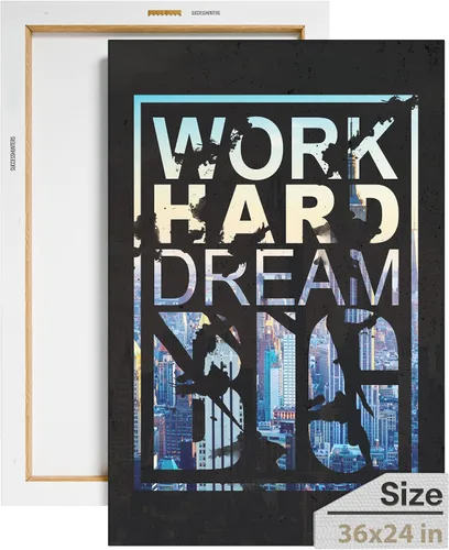 Vista 14 de Lienzo decorativo motivacional para pared con texto en inglés "Road To Successful" (Camino al éxito), diseño motivacional para la oficina, con texto
