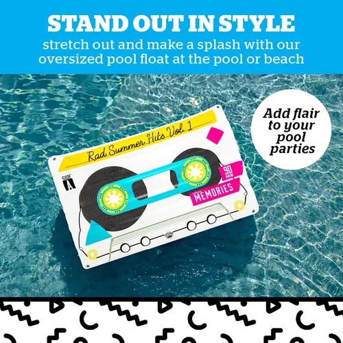 Vista 2 de BigMouth Inc. Flotador gigante retro para piscina, balsa inflable de más de 5 pies de largo, juguete inflable duradero para fiesta de verano