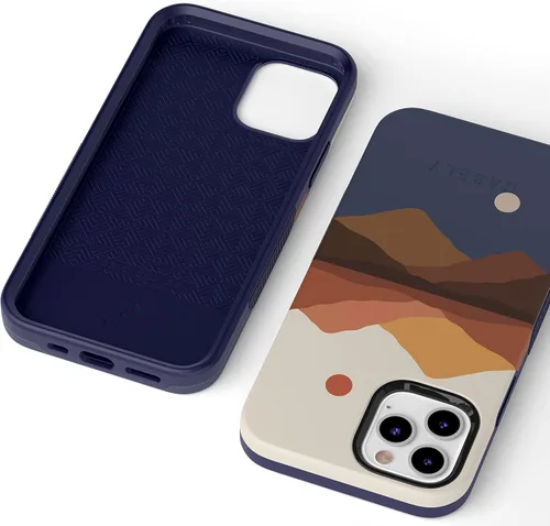 Vista 3 de Funda Casely para iPhone 12/12 Pro Los opuestos se atraen Montañas de día y noche Compatible con MagSafe Diseño protector audaz