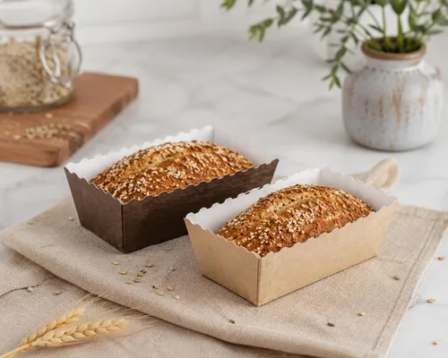 Vista 4 de Pastry Chef's Boutique Easy Bake - Mini moldes de papel para tartas – Pequeño pan rectangular de 3 1/8 pulgadas x 1 9/16 pulgadas x 1 5/8 pulgadas