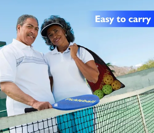 Vista 7 de GSE Games & Sports Expert Juego de palas de pickleball con raquetas ligeras de pickleball y bolas de pepinillo para interiores y exteriores y bolsa