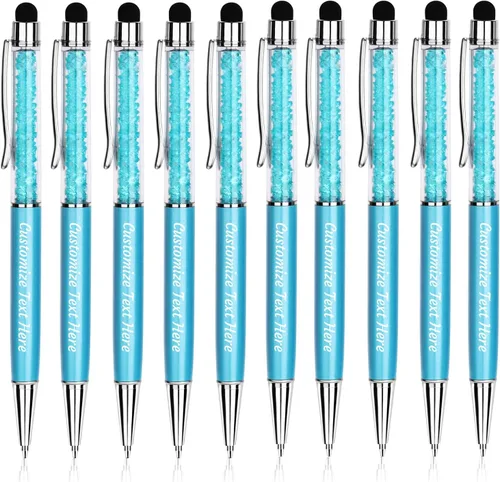 Vista 16 de Bolígrafos personalizados – Bolígrafos de cristal personalizados con tinta negra – Lápiz capacitivo personalizado a granel con tu nombre o masaje
