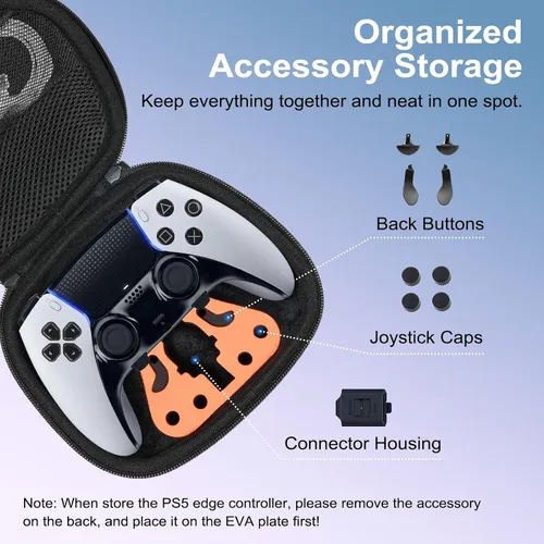 Vista 4 de TiMOVO Controller Keyboard Carrying Case for PS5PS5 EdgeXbox Controller, PS5 Travel Case with Accessory Storage Holder, Hard Shell Protective Bag