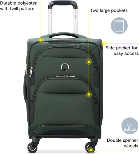 Vista 2 de DELSEY Paris Sky Max 2.0 Softside - Maleta expandible con ruedas giratorias, Verde, Sky Max 2.0 Softside - Maleta expandible con ruedas giratorias