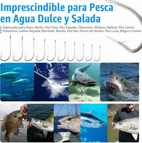 Vista 5 de AGOOL 34007 O'shaughnessy - Gancho de pesca para agua salada y agua dulce (acero inoxidable, forjado, mango largo)