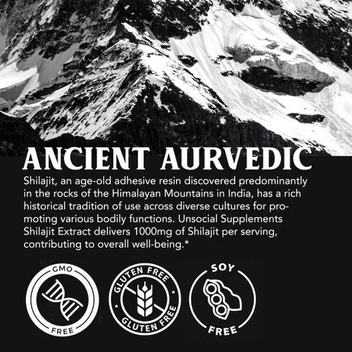 Vista 5 de Shilajit de 1000 mg para hombres con 50% de ácido fúlvico, 90 cápsulas veganas, fabricado en Estados Unidos, auténtico shilajit puro del Himalaya