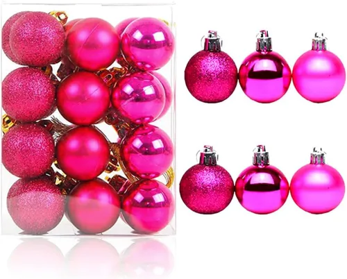 Vista 9 de ALIMITOPIA 24 bolas de Navidad de 1.2 pulgadas, bolas colgantes de plástico inastillables para decoración de árbol de Navidad