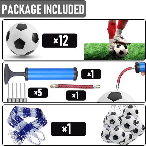 Vista 2 de Paquete de 12 Artículos a Granel de Operación Navidad Balón de Fútbol con Agujas de Bomba – Balón de Fútbol Tamaño Oficial 3/4/5 para Adolescentes