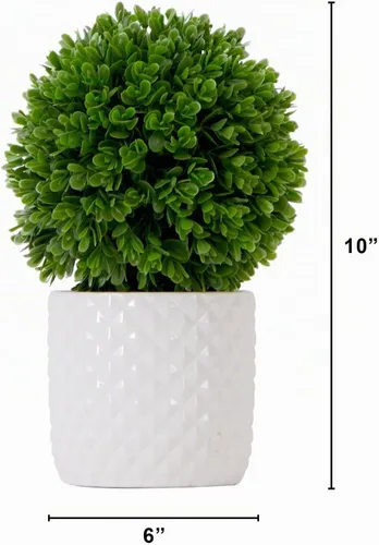 Vista 2 de Nearly Natural Planta topiaria artificial de boj de 10 pulgadas con maceta decorativa
