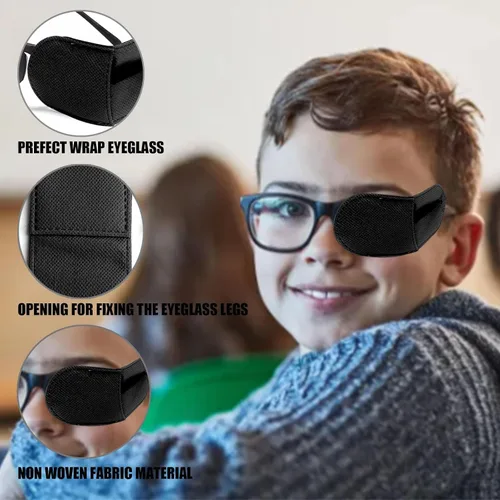 Vista 3 de Parches para ojos, 6 parches médicos para ojos para adultos y niños, parches de tela no tejida para cubrir el ojo izquierdo o derecho, fortalecen