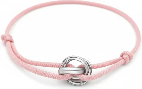 Vista 8 de Pulsera de cuerda roja, negra y rosa para protección y buena suerte, pulsera de cuerda ajustable hecha a mano con anillo Trinity de oro/plata
