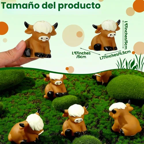 Vista 2 de Halloscume 30 piezas de juguetes de vaca de las tierras altas de goma