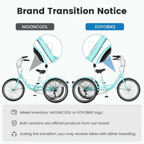 Vista 2 de NAIZEA Triciclo para adultos, bicicleta de crucero de tres ruedas de 7 velocidades, triciclos para adultos de 20/24/26 pulgadas, bicicletas de 3
