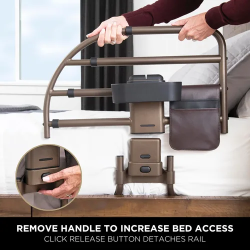 Vista 5 de Stander Wonder Click - Riel de cama extensible para marcos de cama ajustables de madera, riel de protección extraíble para adultos mayores