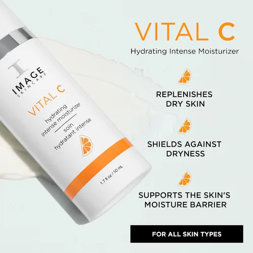 Vista 2 de IMAGE Skincare, VITAL C Hidratante Intenso Hidratante, Loción Facial Ligera con Ácido Hialurónico y Manteca de Karité, para Piel Seca, 1.7 fl oz.