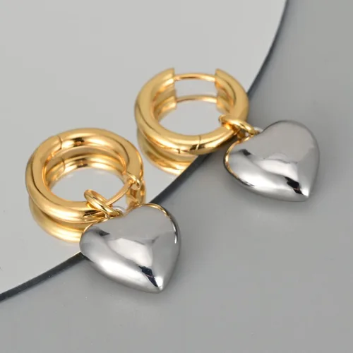 Vista 5 de C.Paravano Aretes de aro de oro de 18 quilates y plata esterlina para mujer