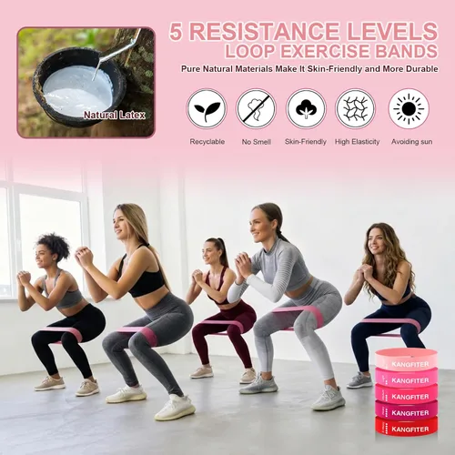Vista 5 de 45 PCS Bulk Pilates Kit with Ring Ball Bands for Members Students Gift 45 PCS Pink