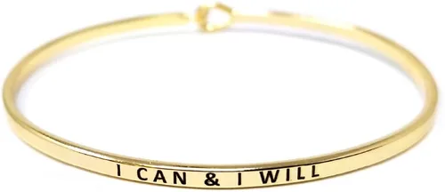 Vista 12 de By you - Brazalete con gancho, pulsera delgada grabada con un mensaje positivo e inspirador