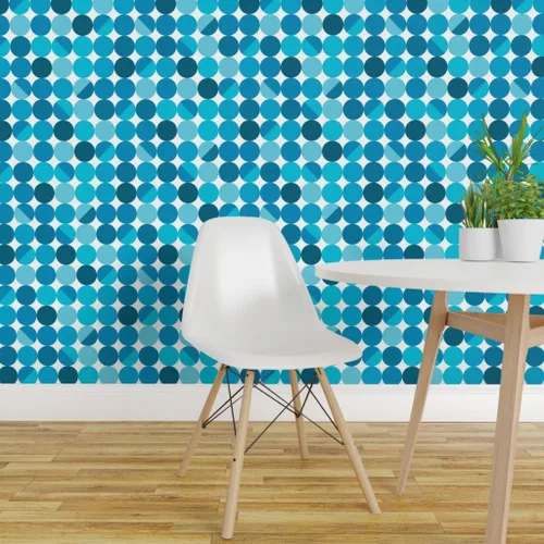 Vista 3 de Spoonflower Blue Moon White Pre-Pasted Removable Wallpaper Sample 12" x 24" Modern Cool Lampshade Water-activated, simple to install and